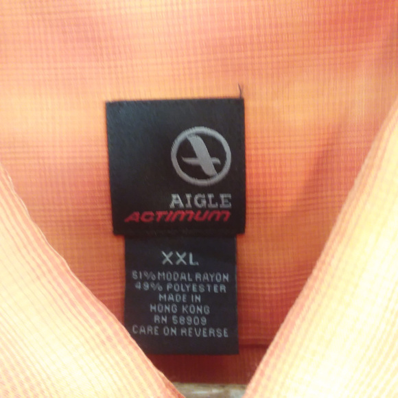 Men's XXL Vibrant Orange Checks Button Shirt - Picture 3 of 5